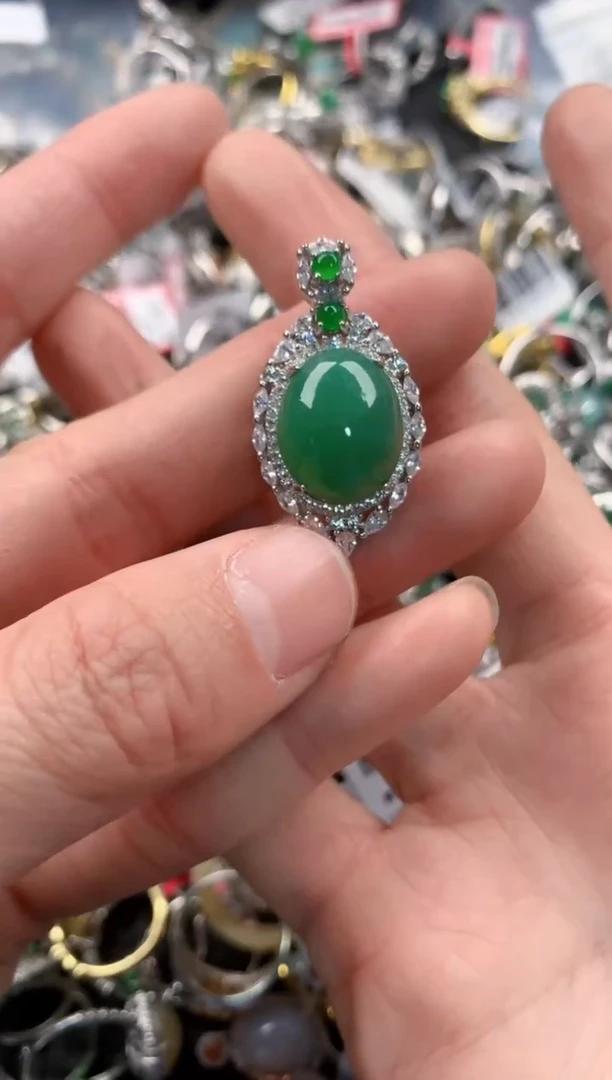 银S925镶嵌戒指翡翠222   8