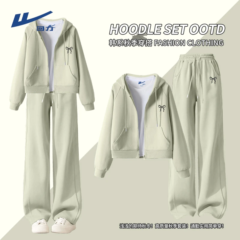 回力运动套装女春秋季2025新款小个子休闲外套直筒裤搭配一整套L