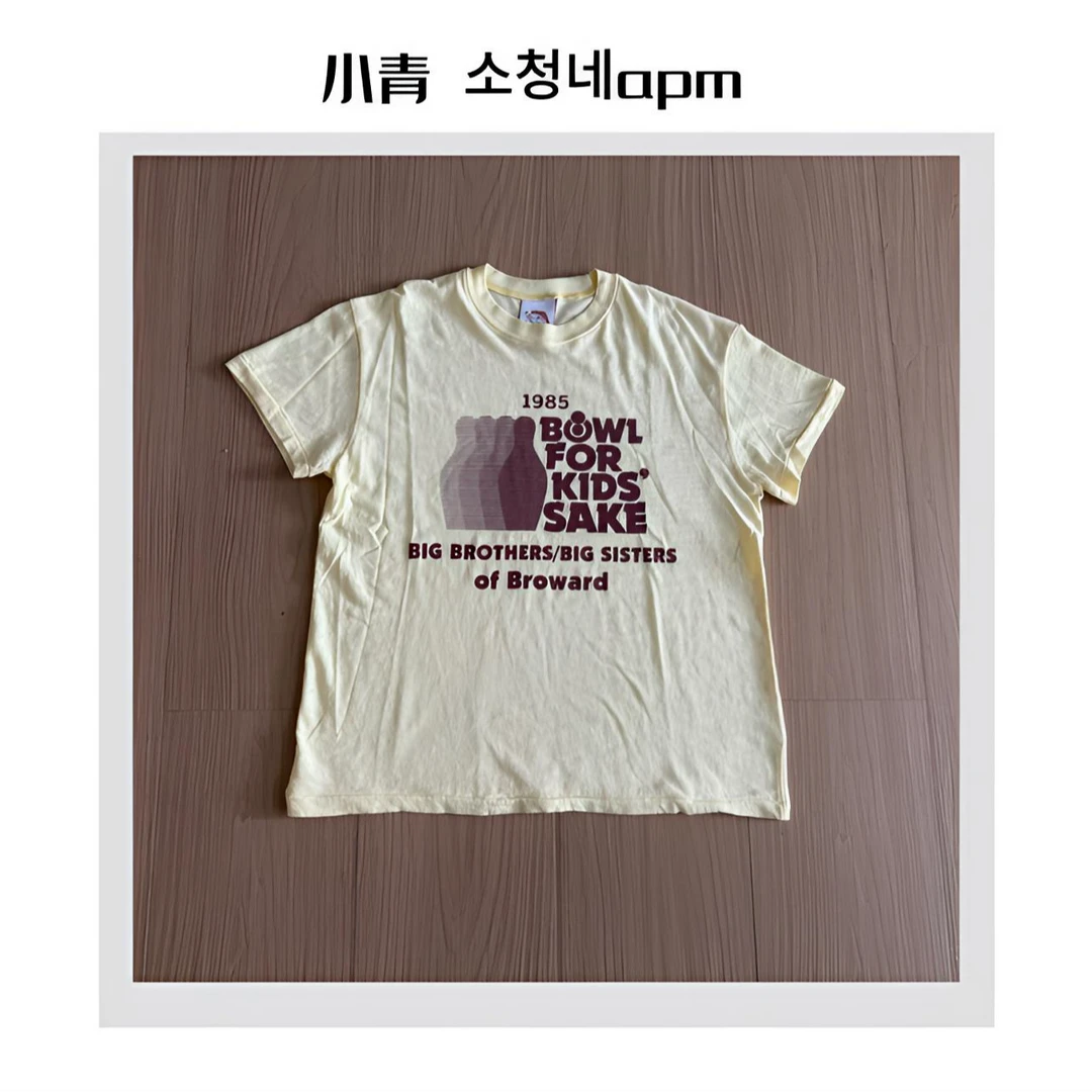 韩国东大门 公鸡/1985保龄球投影字母T恤