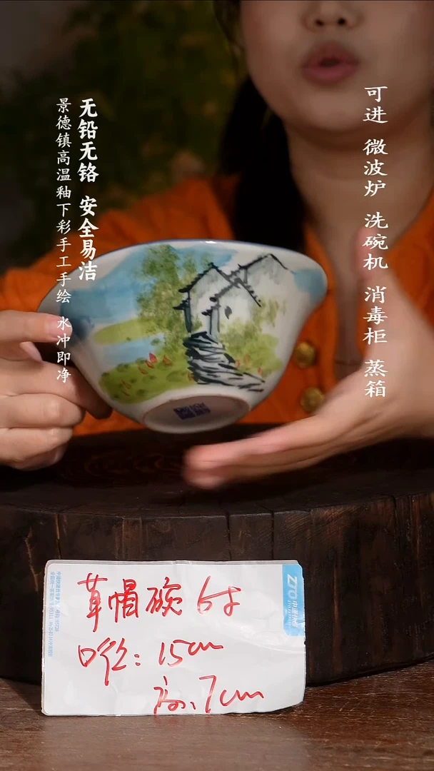 碗陶瓷景德镇高温瓷釉下彩手绘陶瓷