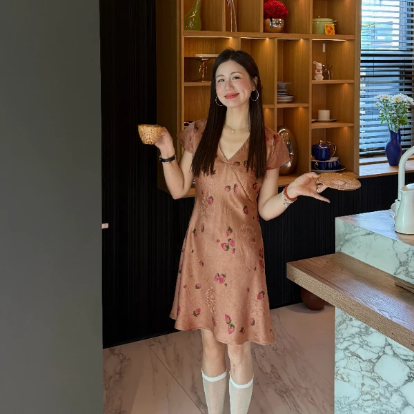 静墨华英【夏莓】满分桑蚕丝香云纱人鱼公主名媛裙高奢真丝连衣裙