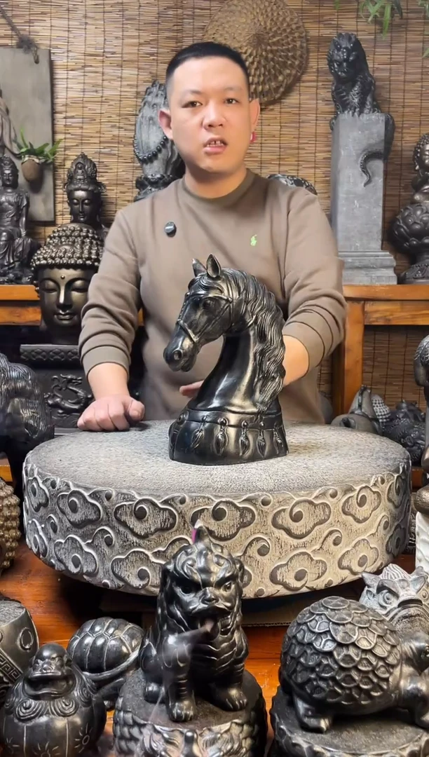 石材30马头天然青石雕刻