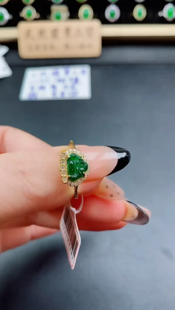 银S925镶嵌戒指翡翠1