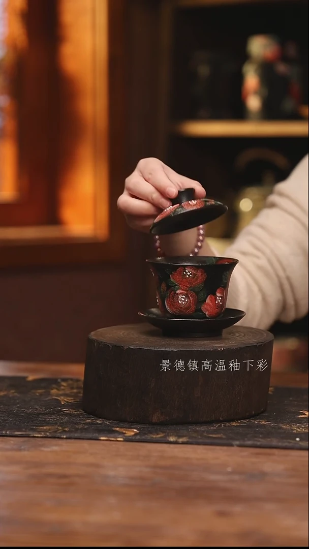 陶瓷景德镇高温釉下手绘陶瓷@L271@