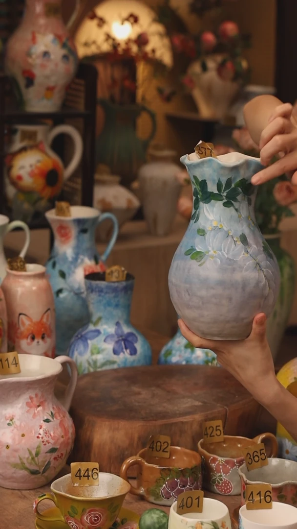 陶瓷景德镇设计师手作花器摆件侘寂风377