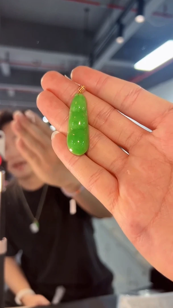 翡翠18K金镶嵌颈饰缅料A货/支持复检/一件