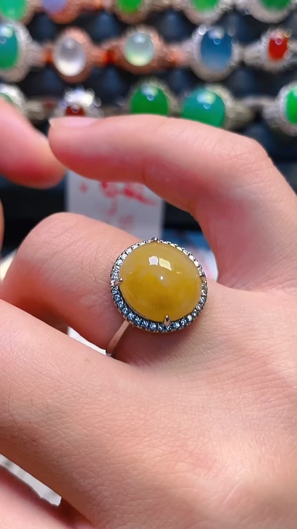 银S925镶嵌戒指翡翠天然