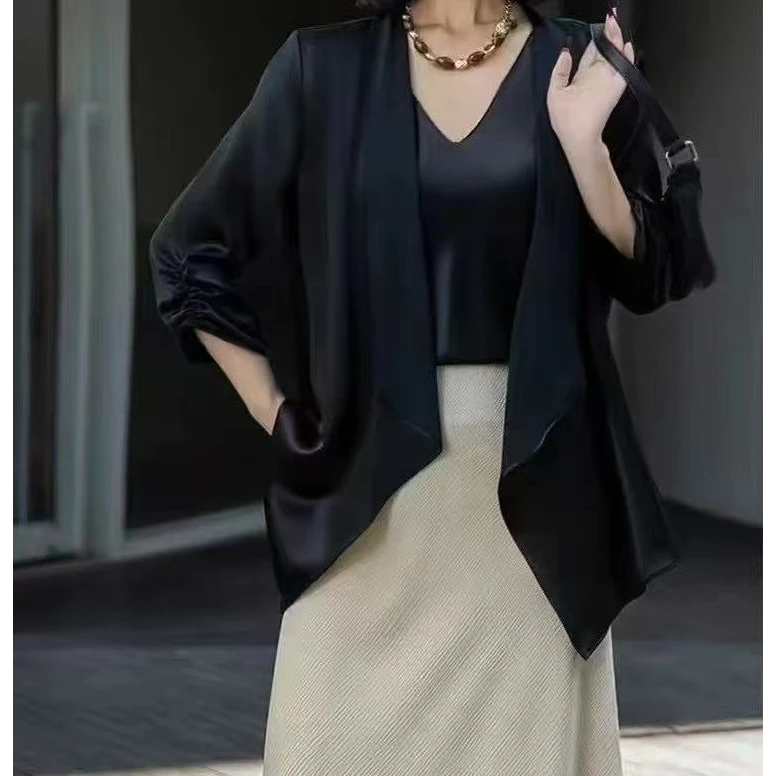 薄款自由领醋酸西装