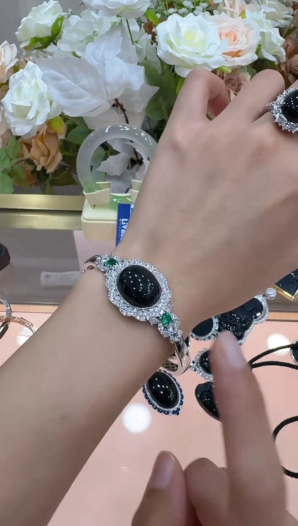 银S925镶嵌手镯翡翠多样性团购发一件