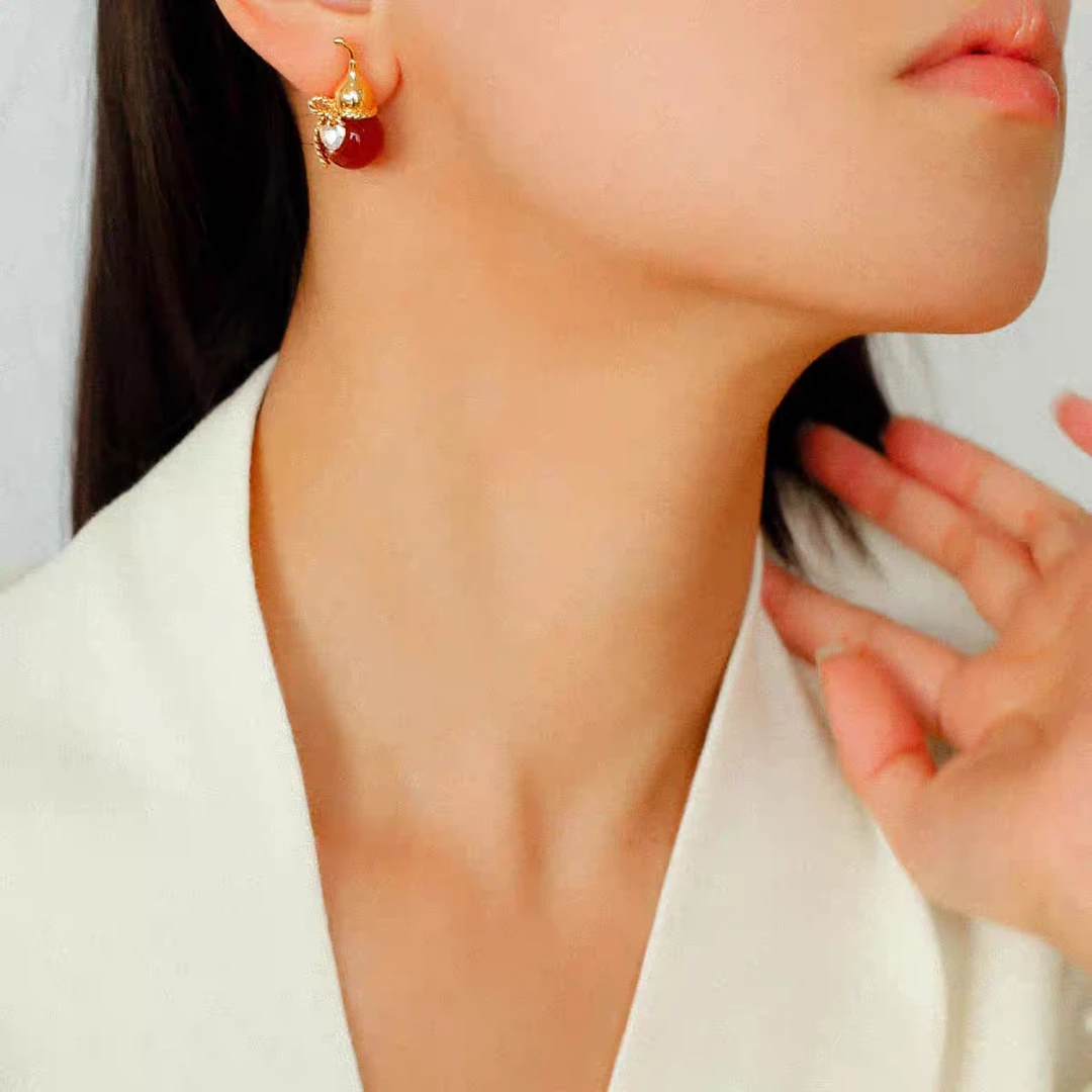 国风珍珠葫芦蚊香盘耳夹小众设计感高级感气质