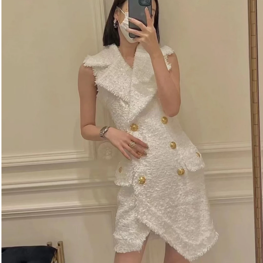 未使用 BALMAIN/巴尔曼 34码/粗花呢无袖连衣裙/8430611