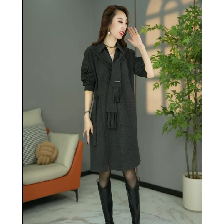 原创设计师款高货欧版时尚洋气加厚腔调气质连衣裙