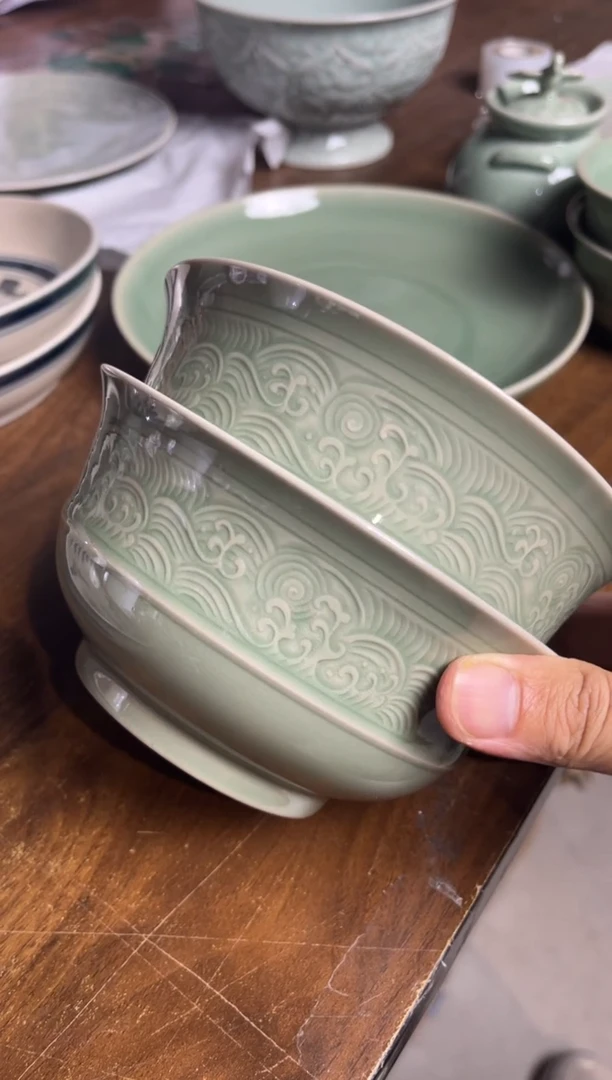 【闪购商品】瓷瑕疵5.5英寸海浪碗2只