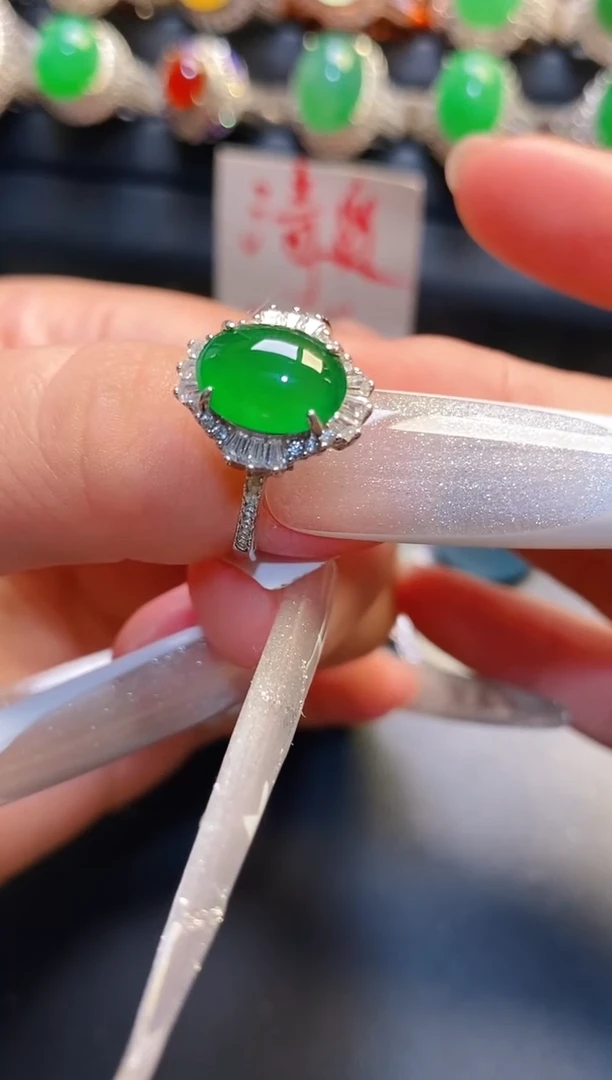 银S925镶嵌戒指翡翠天然