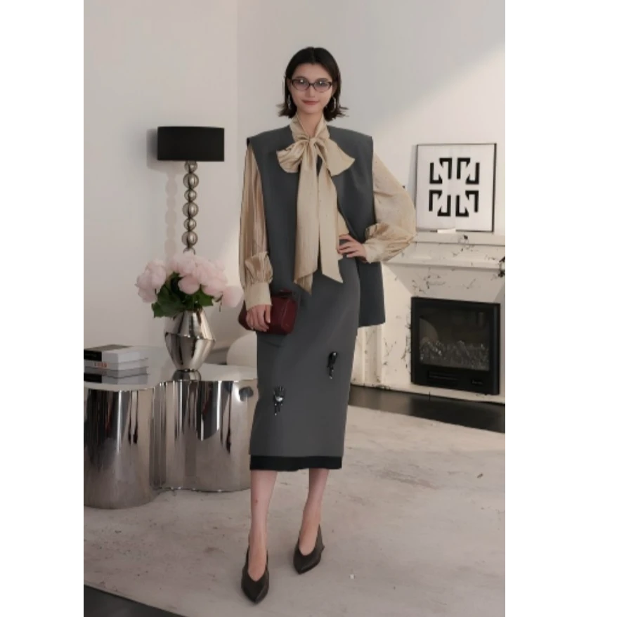 LYNEE【奥赛薄雾】重工羊毛马甲/钉珠羊毛半裙LGD2FAW134/AW135