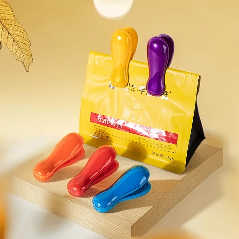 【精铸】家用袋夹*4个果冻色袋夹照片夹彩色创意零食夹冰箱封口夹