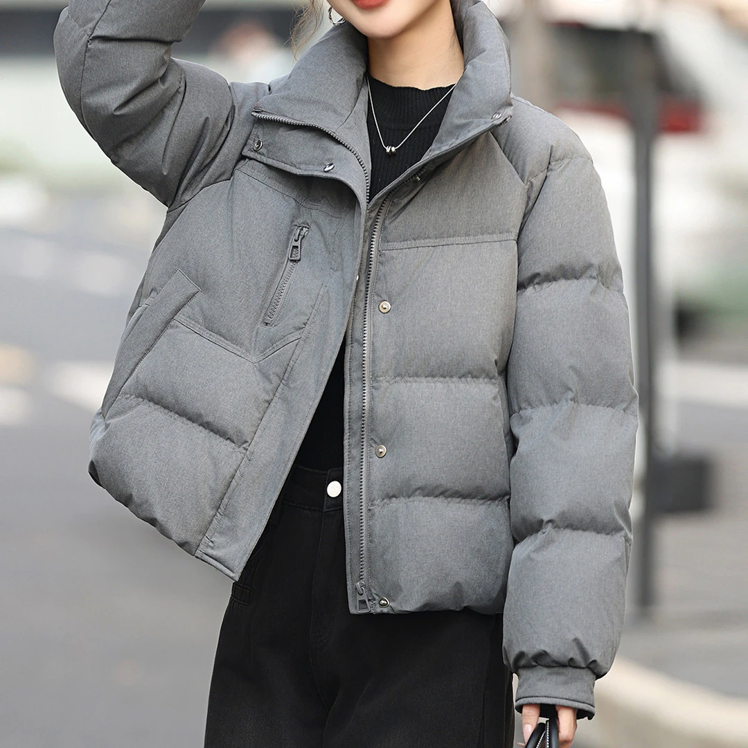 曼德西比利羽绒服女冬季短款2025新款加厚保暖小个子时尚立领外套