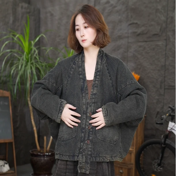 【牛仔棉服】qq秋冬百搭加厚棉袄大码宽松保暖棉衣外套