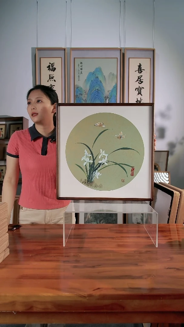 国画52*52cm手绘国画玄关卧室装饰画