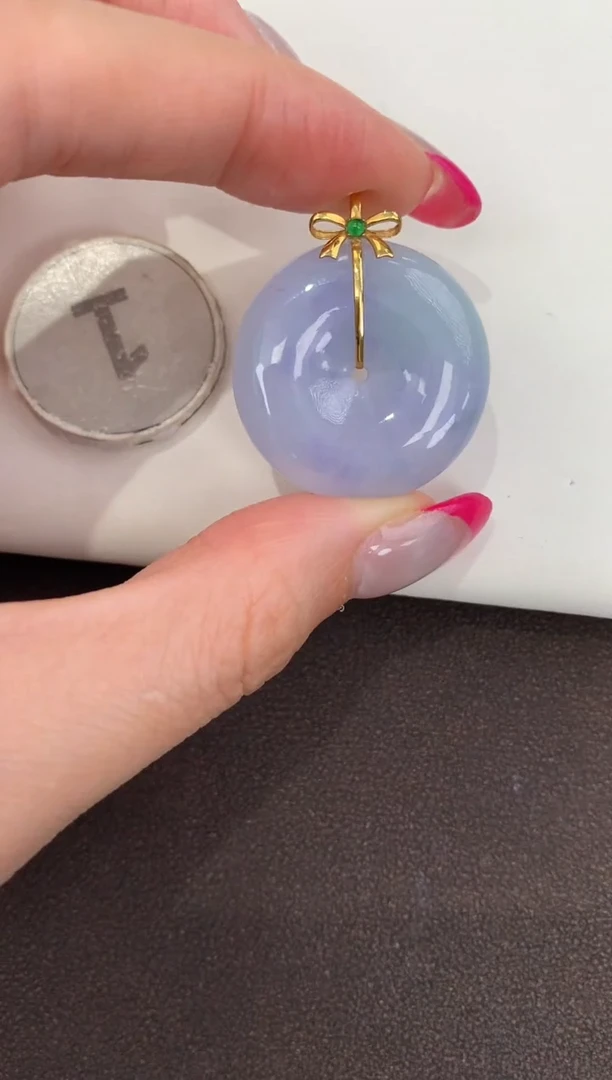 颈饰18K金镶嵌翡翠天然缅甸a货翡翠