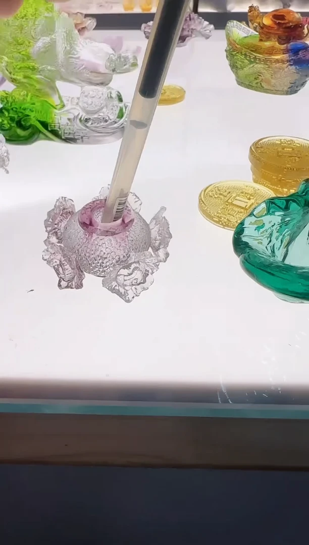 手工艺品琉璃玫瑰花小笔桶