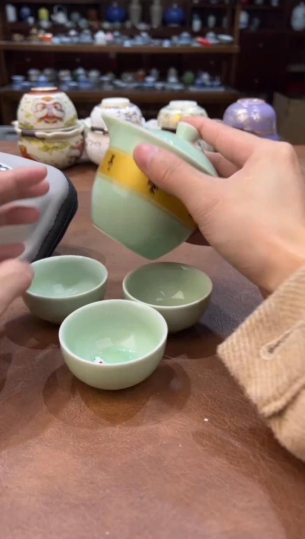 真的很便宜超好看会开片的旅行茶具