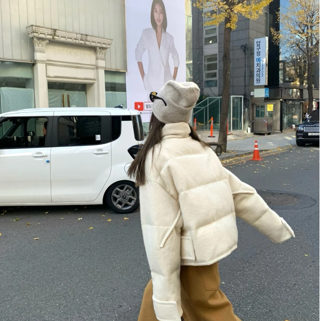 aaaaxbbb 波特贝露路 巨暖锁温面料羊毛羽绒服羊驼毛两色立领外套