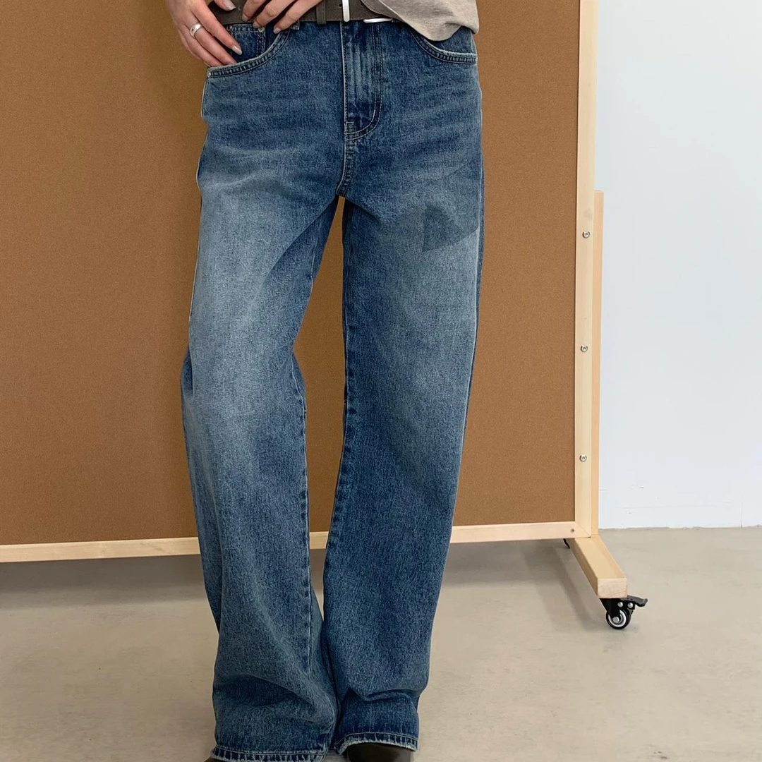 WAIT MORE陈姬儿新款牛仔裤显高显瘦直筒裤百搭长裤0225