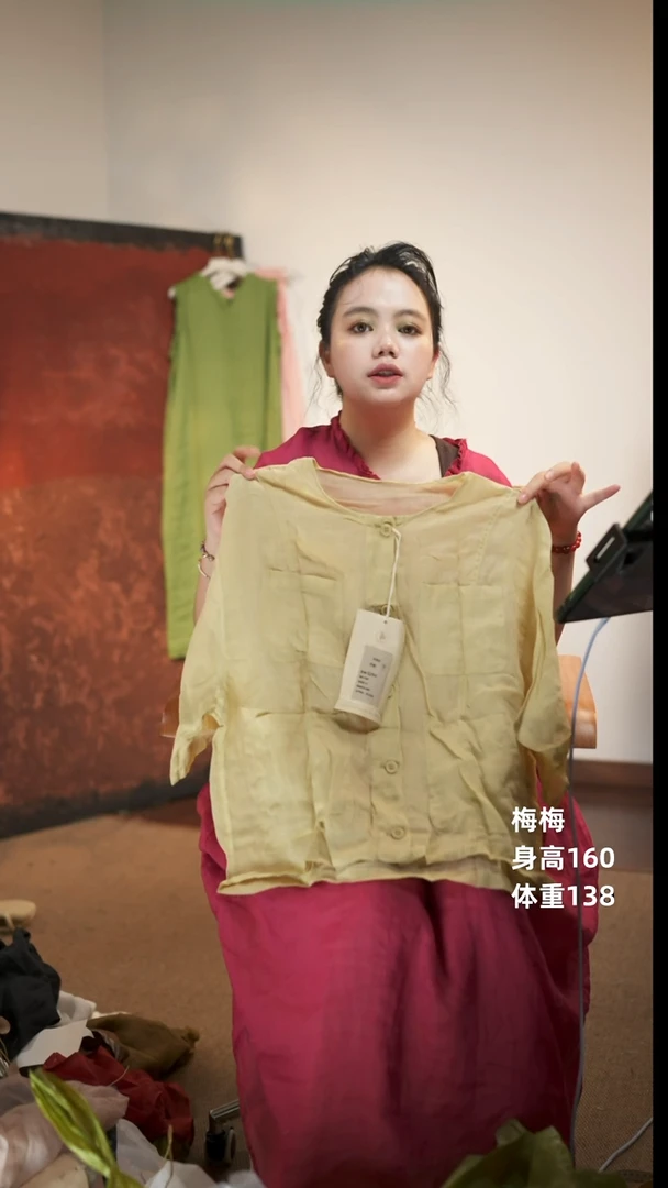 苎麻大口袋上衣衬衫