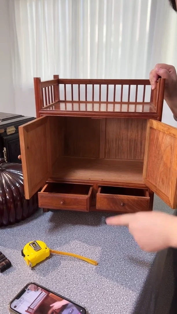 花梨木类成套家具缅花全独两抽茶水柜43*21.5*35.5