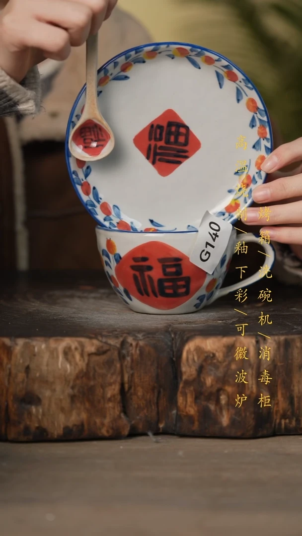 瓷片景德镇高温釉下彩可微波烤箱洗碗机140
