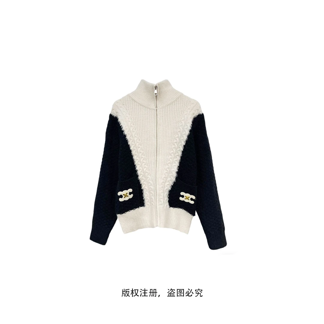 【编码10】薄款长袖常规冬季针织毛针织衫撞色宽松开衫百搭81443