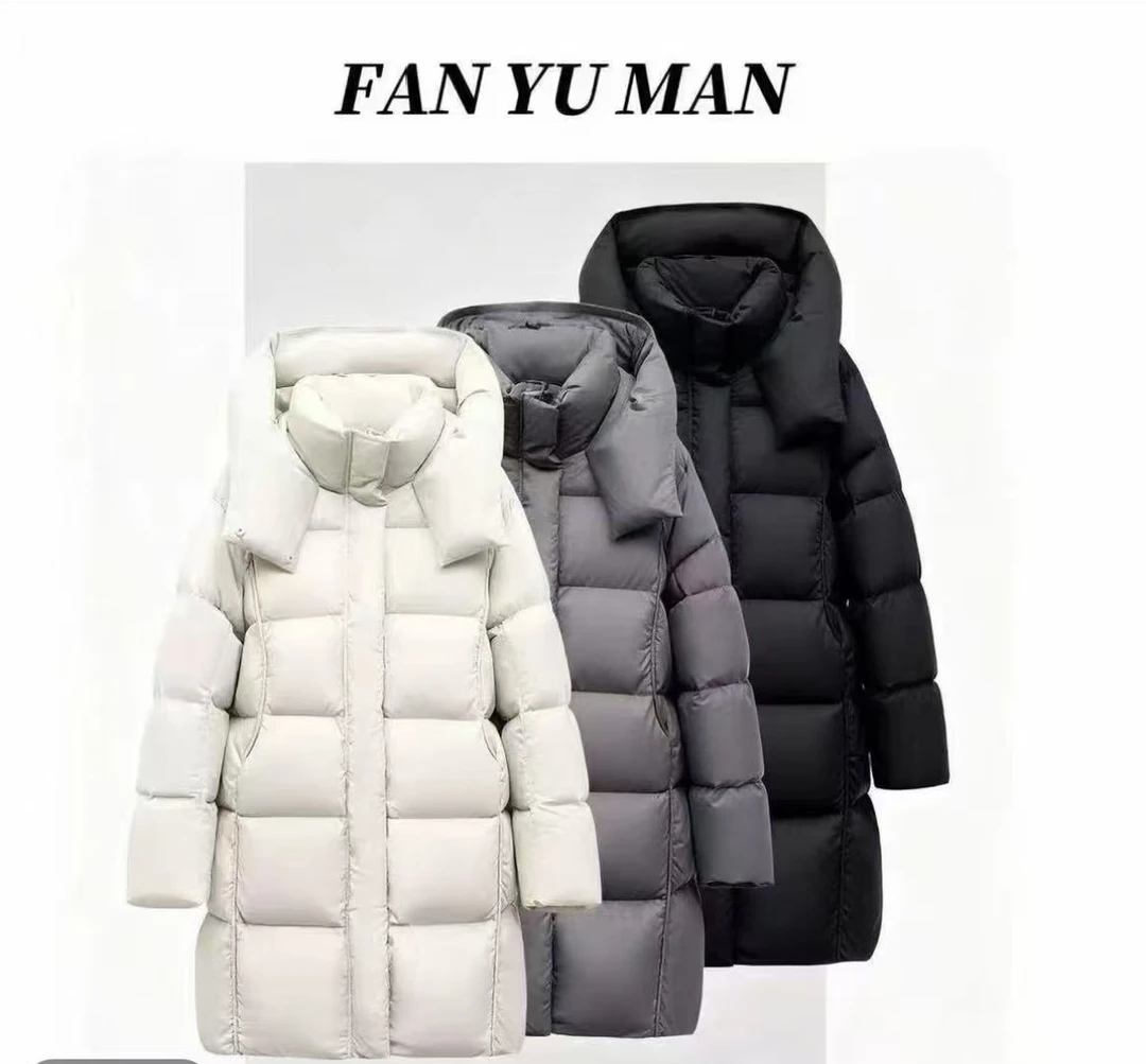 《现货+运费险》云朵泡真白鸭绒芙连帽300g羽绒服加厚保暖纯色L