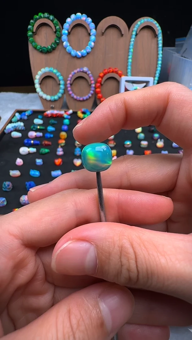 裸石合成欧泊卡12薄荷绿单颗