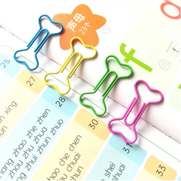 创意骨头彩色回形针塑料盒装金属卡通造型曲别针办公资料文件夹