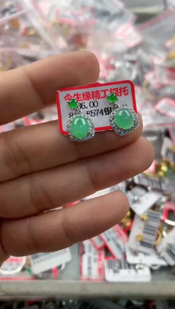 银S925镶嵌戒指翡翠10               1
