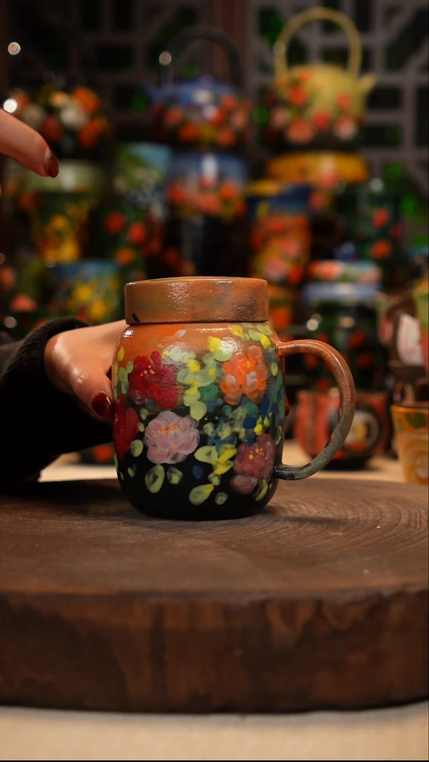 紫砂油画手绘釉下彩