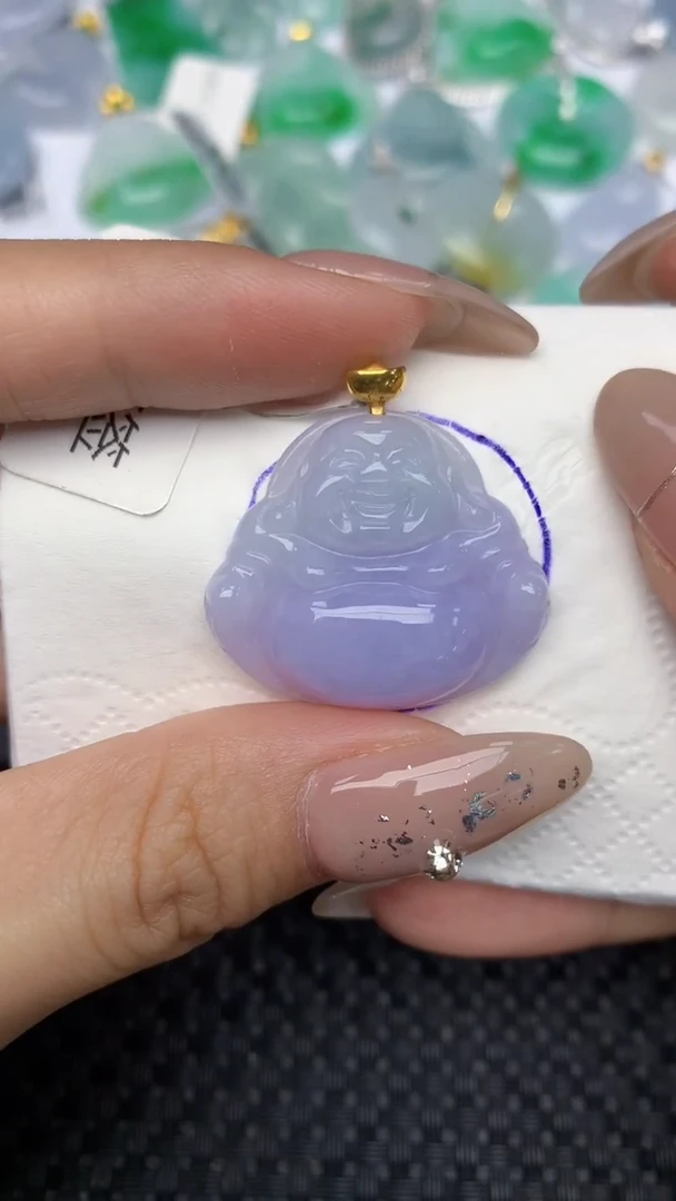 颈饰18K金镶嵌翡翠天然缅甸翡翠a货百元以上9元证书费自理