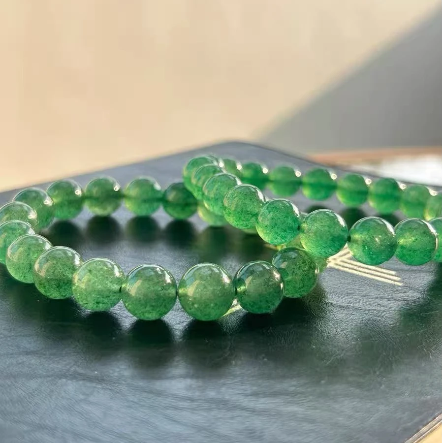 天然绿草莓晶手串女款森林绿串珠正品女生翡绿手链小众精致礼物