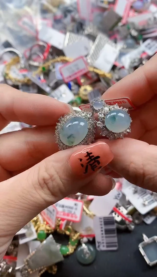 银S925镶嵌戒指翡翠天然A货缅甸翡翠