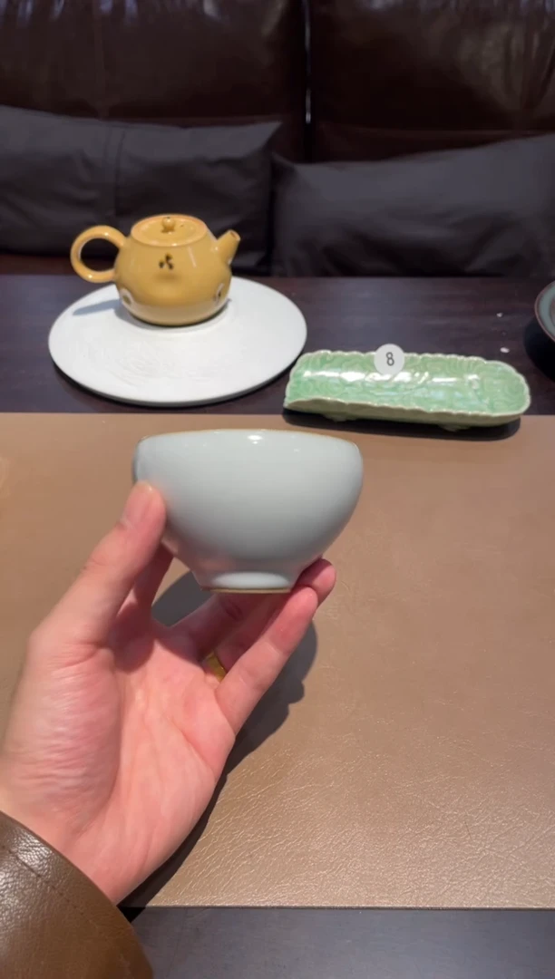 14窑承青瓷月白杯子