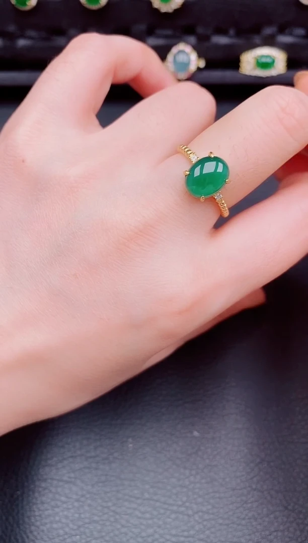 【闪购商品】翡翠戒指银S925镶嵌天然a货翡翠340