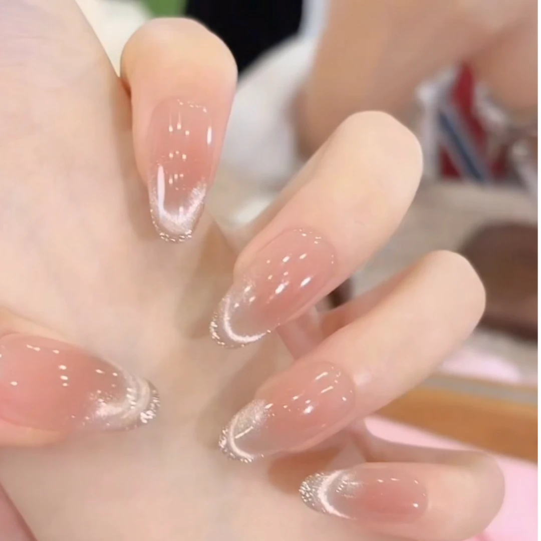 【素颜】裸色猫眼短款高级感穿戴甲气质温柔设计百搭美甲新款推荐