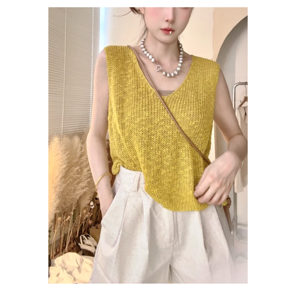 无袖小上衣 特种纱线 显白休闲针织背心