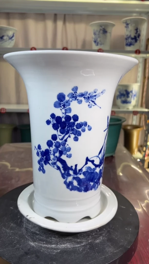 悟*缘景德镇青花瓷花盆高27外口23内口16