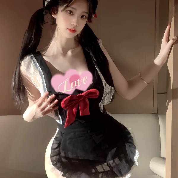 纯欲风蕾丝性感蝴蝶结女仆显瘦火辣镂空睡衣夏季辣妹日系薄款家居