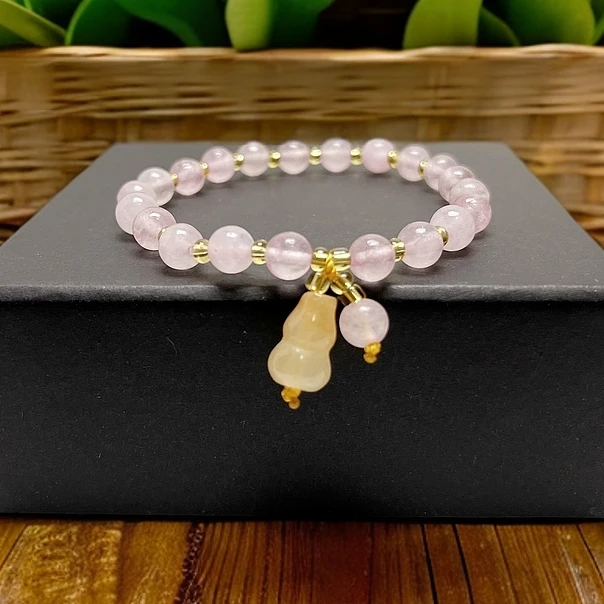 粉晶樱花粉福禄手链6mmS146