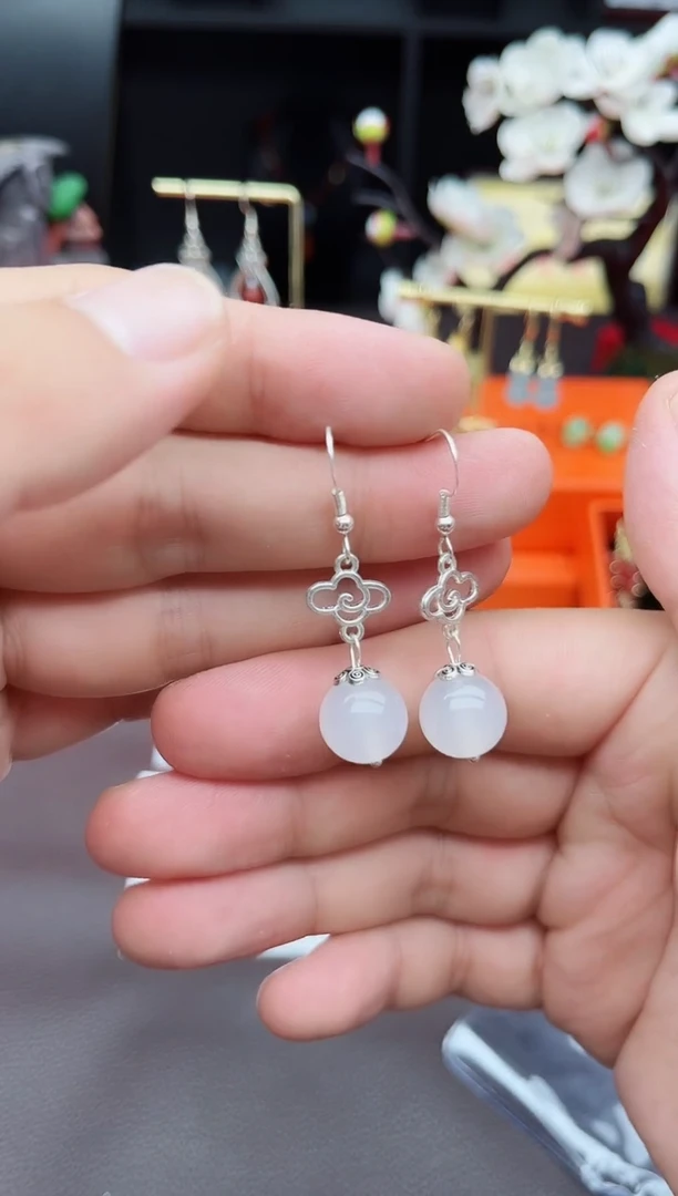 玛瑙/玉髓耳饰银S925镶嵌101000