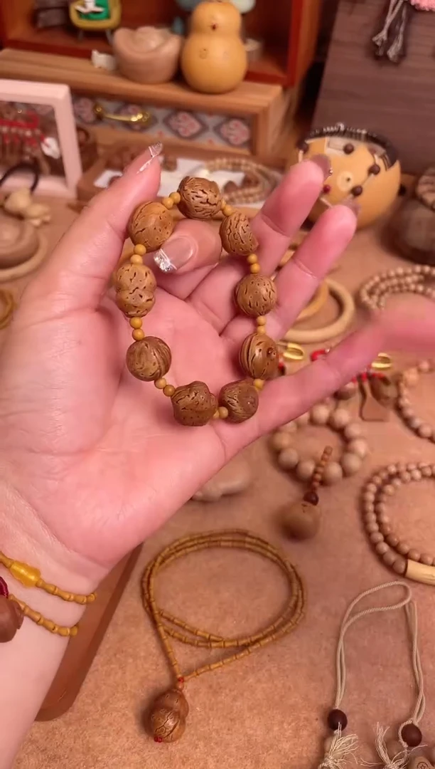 桃核多宝手工雕刻手串备注手围