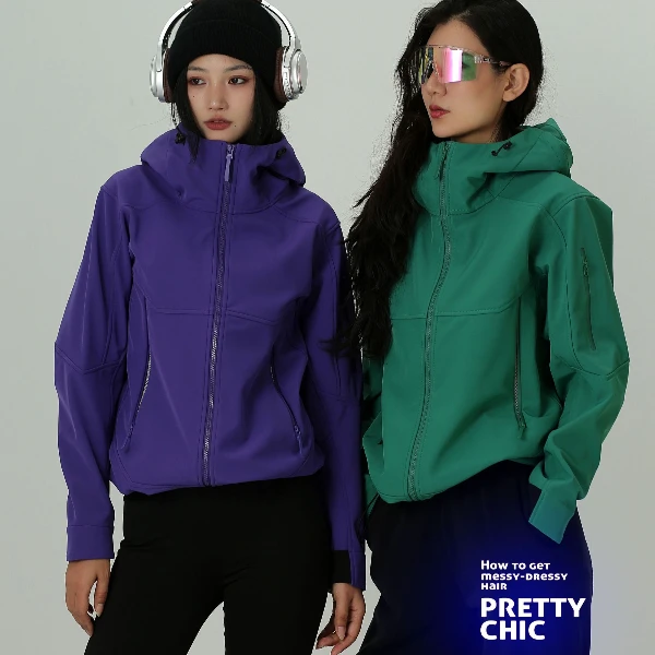 质量很好 男女滑雪系列加绒软壳户外运动休闲冲锋衣